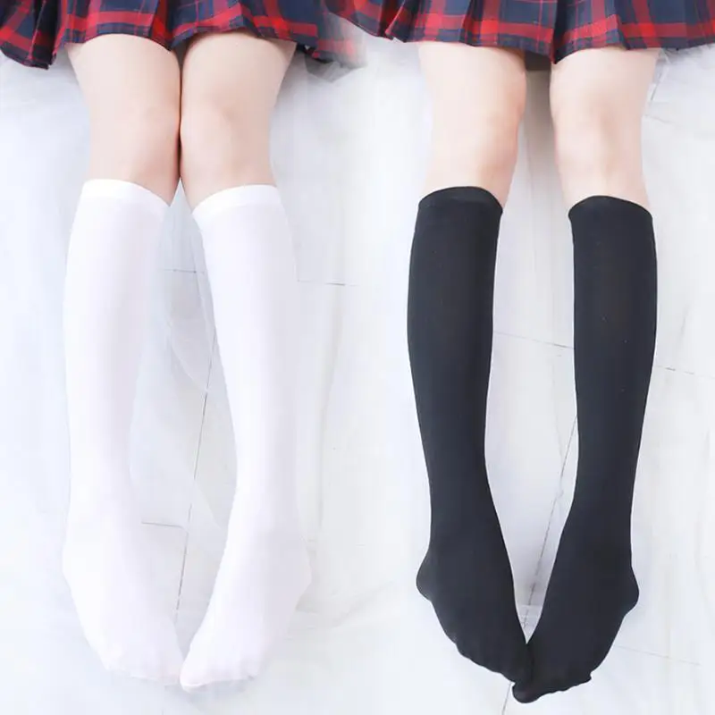 Y2K Stretch Stocking Velvet Knee Sock Solid Color Calf Stockings High Students 1 Pair Fashion Warm Long Socks Sweet Candy Color