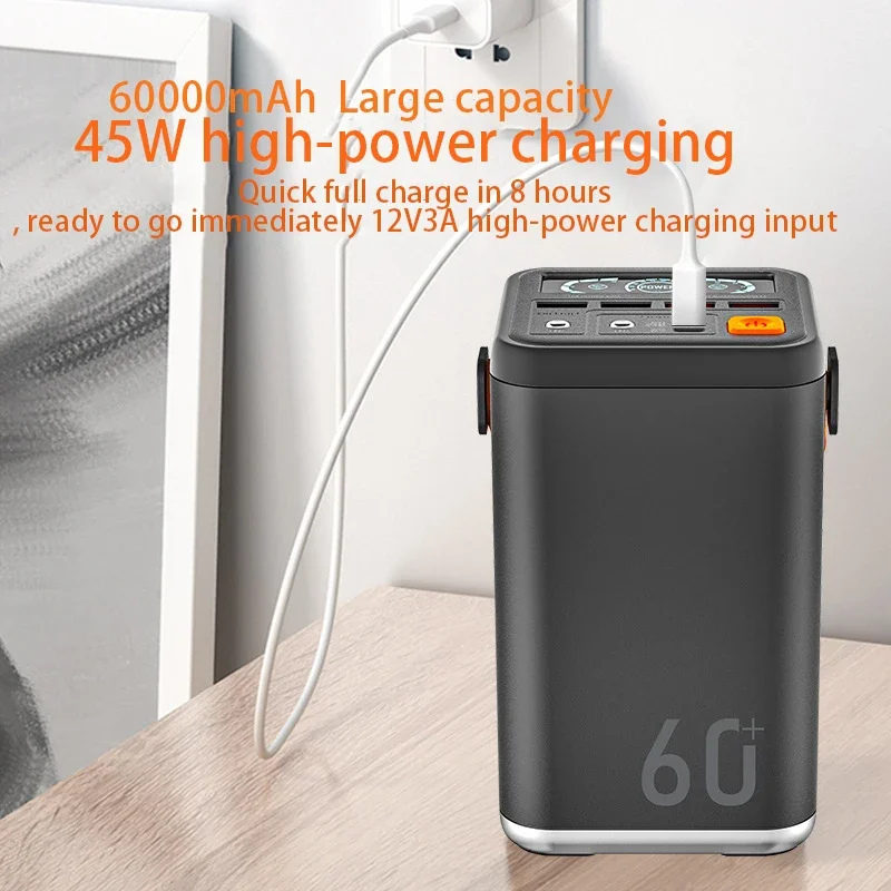 

Outdoor Emergency Portable Mobile Power Supply Mobile Phone Charger 60000mAh PD45W Power Bank Large Capacity Power Bank