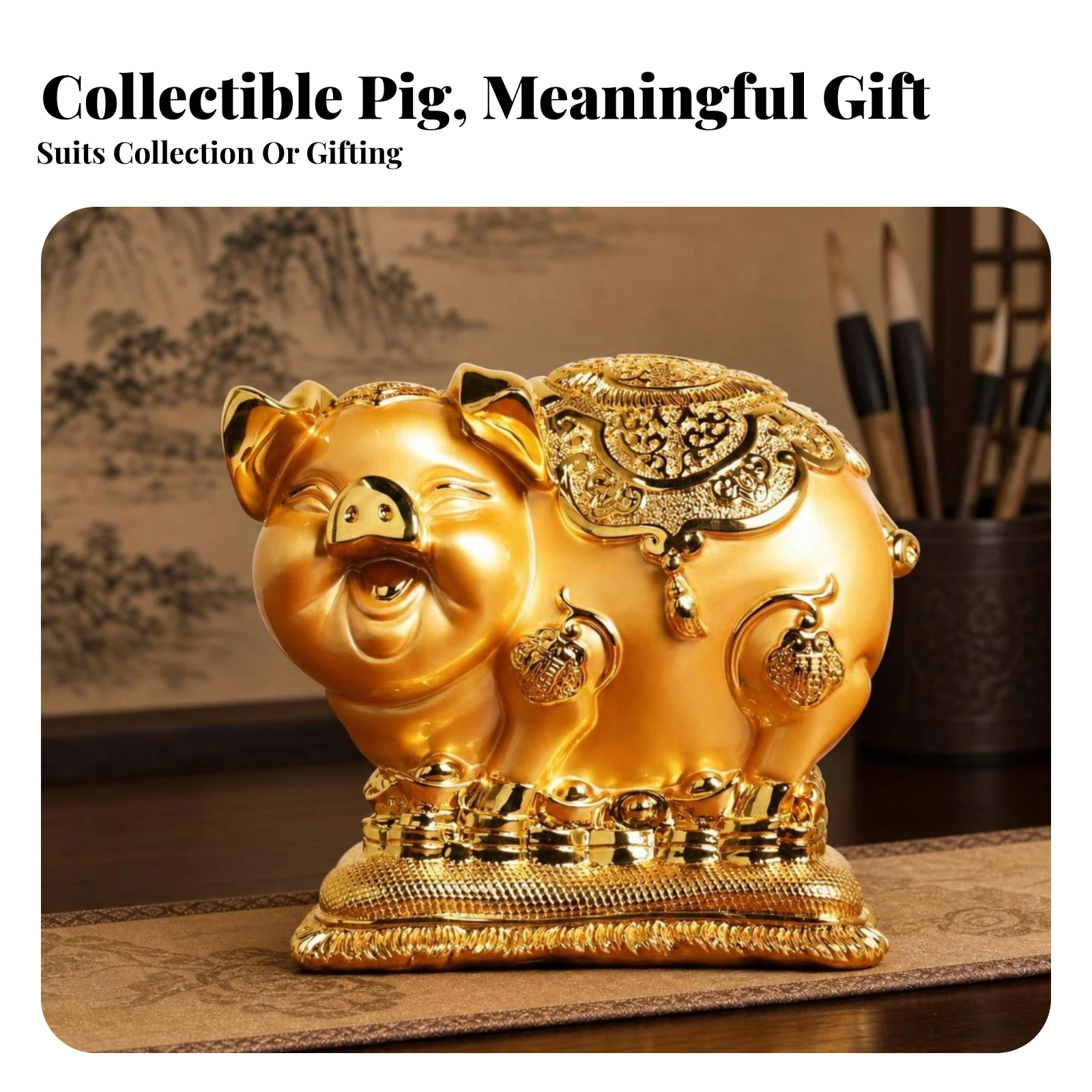 Piggy Bank Openable Resin Pig Bank Pig Money Box Bottom Hole Household Decor Desktop Display