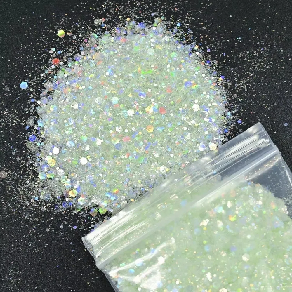 50G PET Nail Diamond Glitter Sequins Hexagon Laser Shimmer Nail Glitter Multicolor Holographic Holographic Glitter