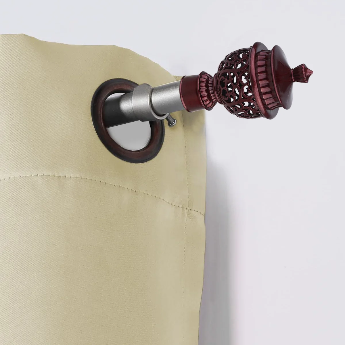 

6Pcs Roman Drapery Rod Finials Hollow Curtain Rod End Caps Decorative Curtain Pole Fittings for Home Bedroom Living Room Rose