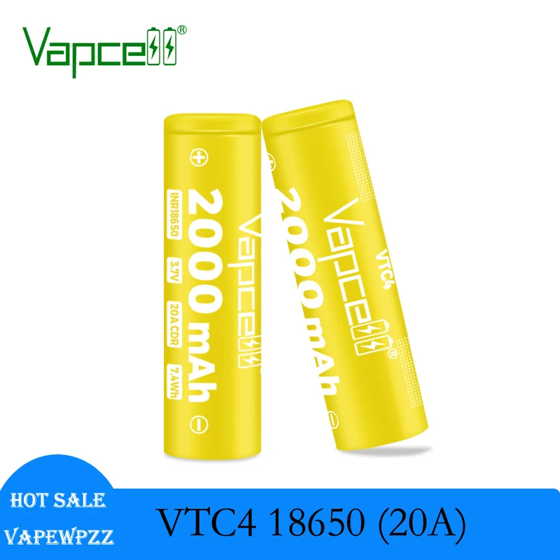 1-20 ピースオリジナル Vapcell VTC4 18650 バッテリー 2000mAh 20A 3.6V 高ドレイン充電式リチウムイオン電池バッテリーパック用