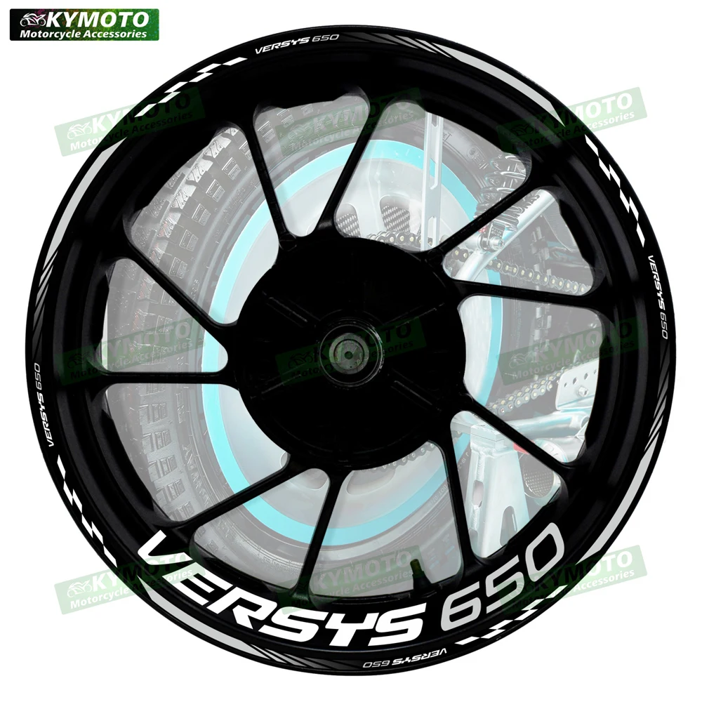 ل VERSYS 650 VERSYS 650 دراجة نارية الملحقات 17 بوصة العجلات الأمامية والخلفية الشارات محور عاكس هدية حافة شريط ملصقات