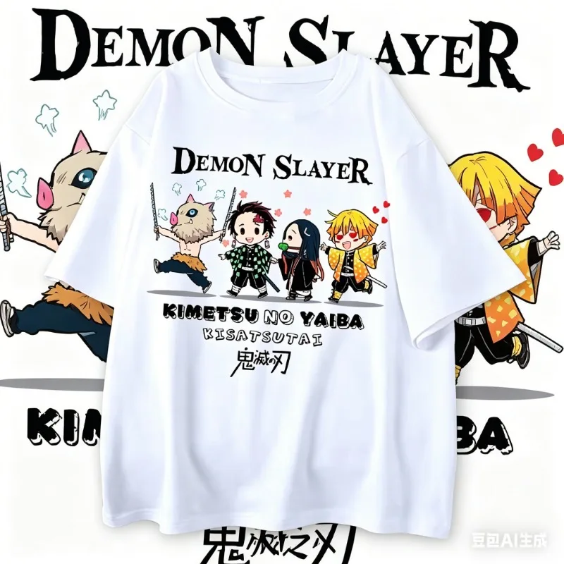 Camiseta Unisex con Estampado de Anime Japonés Demon Slayer 2026, Camiseta Kawaii Kimetsu No Yaiba para Mujer, Camiseta Unisex de Tanjirou Kamado