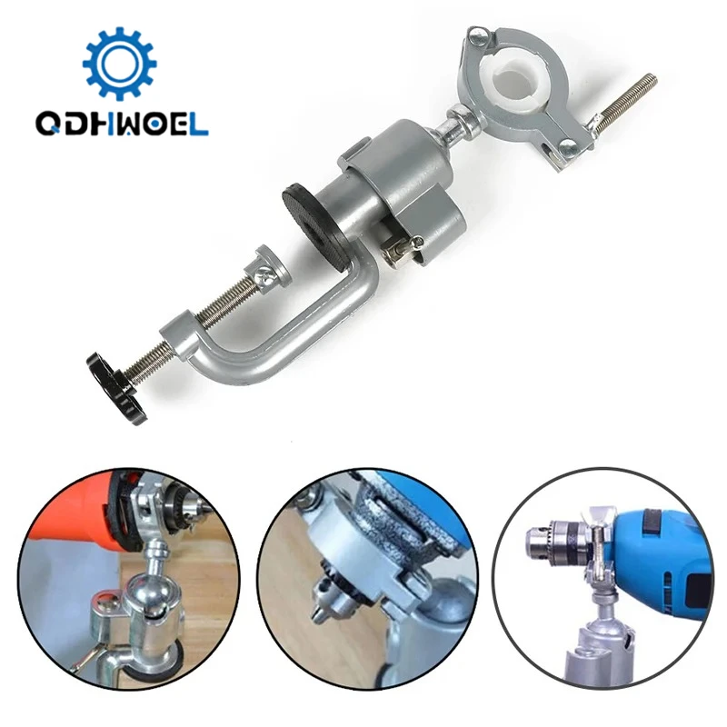 

QDHWOEL 360 Degree Table Swivel Vise Aluminum Alloy Bracket For Electric Drill Woodworking Grinder