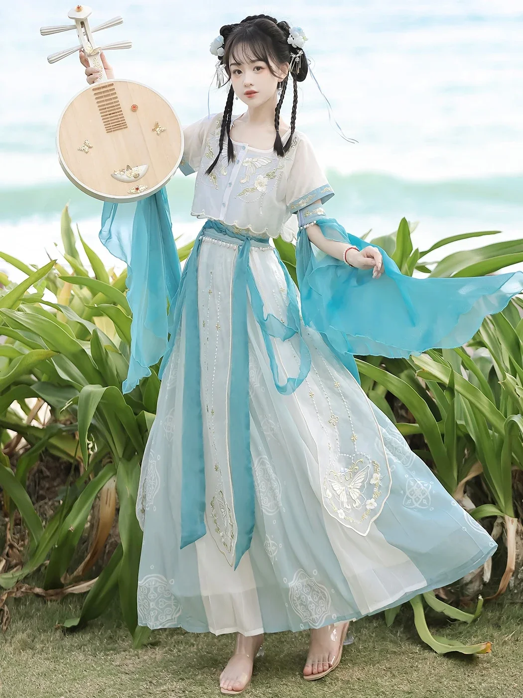 Exotic Style Dunhuang Kweichow Moutai Embroidery Improved Hanfu Suit Han Elements Dance Western Performance Wear Shooting Photo