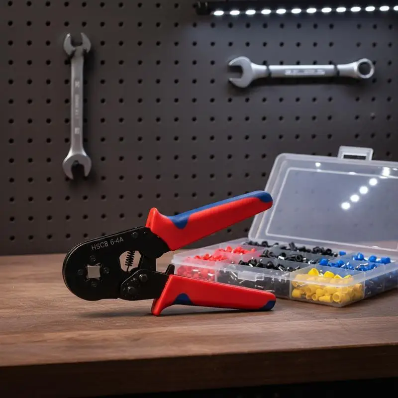 Corrosion Resistant Crimping Tool HSC8 6-4A Wire Stripper Crimper Pliers 1200PCS Ferrules for Outdoor Wiring Tasks