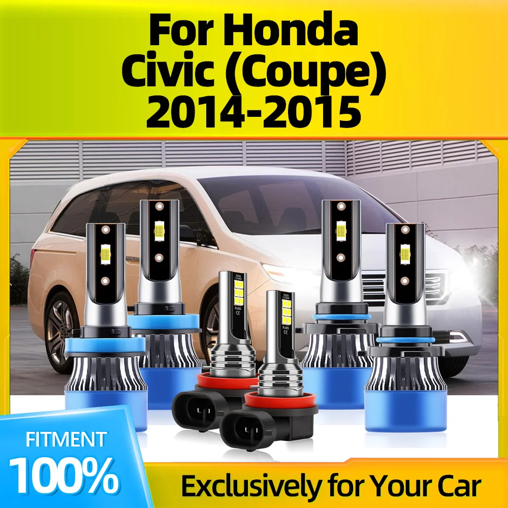 

2/6Pcs Car LED Headlight Auto Lamps Fog Light 3570 CSP Chip Super Bright 150W 45000LM For Honda Civic (Coupe) 2014 2015