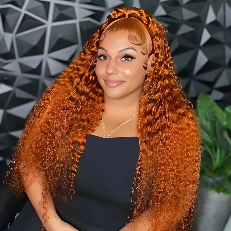 

250 Density Human Hair 13x4/13x6 Lace Front Wigs Deep Wave Ginger Orange HD Transparent Brazilian Remy Gluless For Women Daily