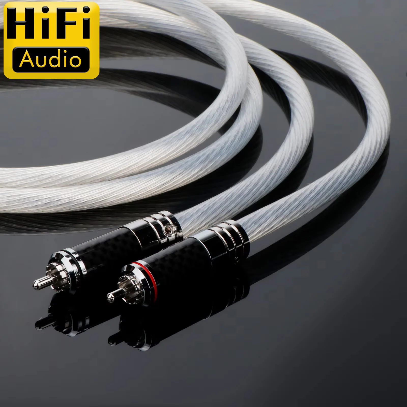 HiFi Premium Silver-Plated Copper RCA to XLR Audio Cable - Carbon Fiber RCA/XLR Plugs Audiophile-Grade HiFi Interconnect