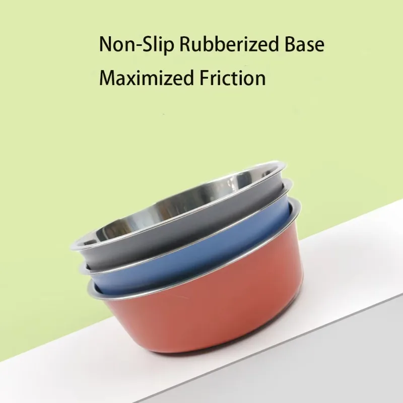 Wholesale Fashion New Stainless Steel Dog Bowl Cartoon Print Single Bowl Rubber Non Slip Resistant Fall Pet Bowl  dog bowl