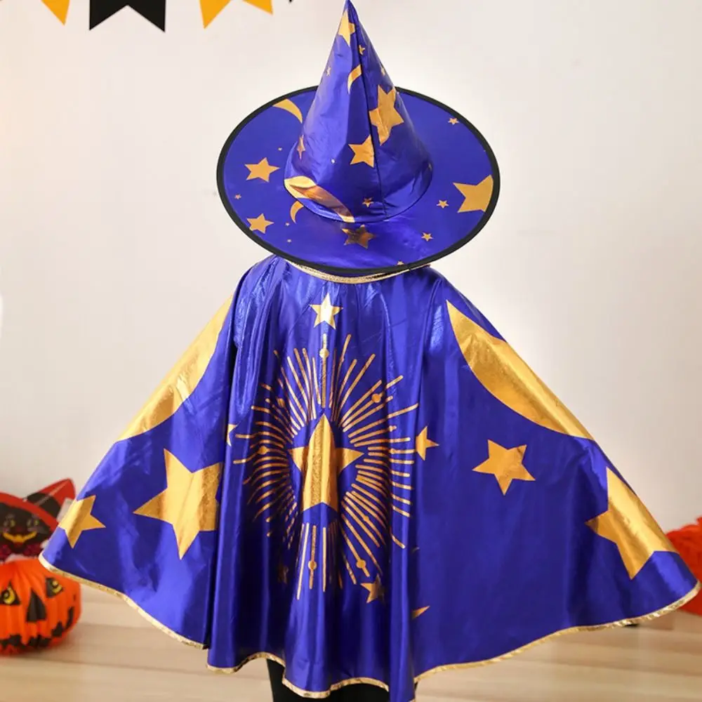 Tovenaar Kinderen Halloween Kostuums Heldere Kleur Puntige Hoed Kinderen Heksen Gewaden Kostuum Cosplay Props Mantel Halloween Cosplay Cape
