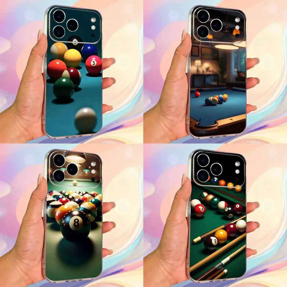 

Billiards Ball Art Snooker Case For iPhone 15,11,12,13,16,14,17,Pro,Max,Plus,SE,Mini,X,XS,XR, Transparent Soft Silicone