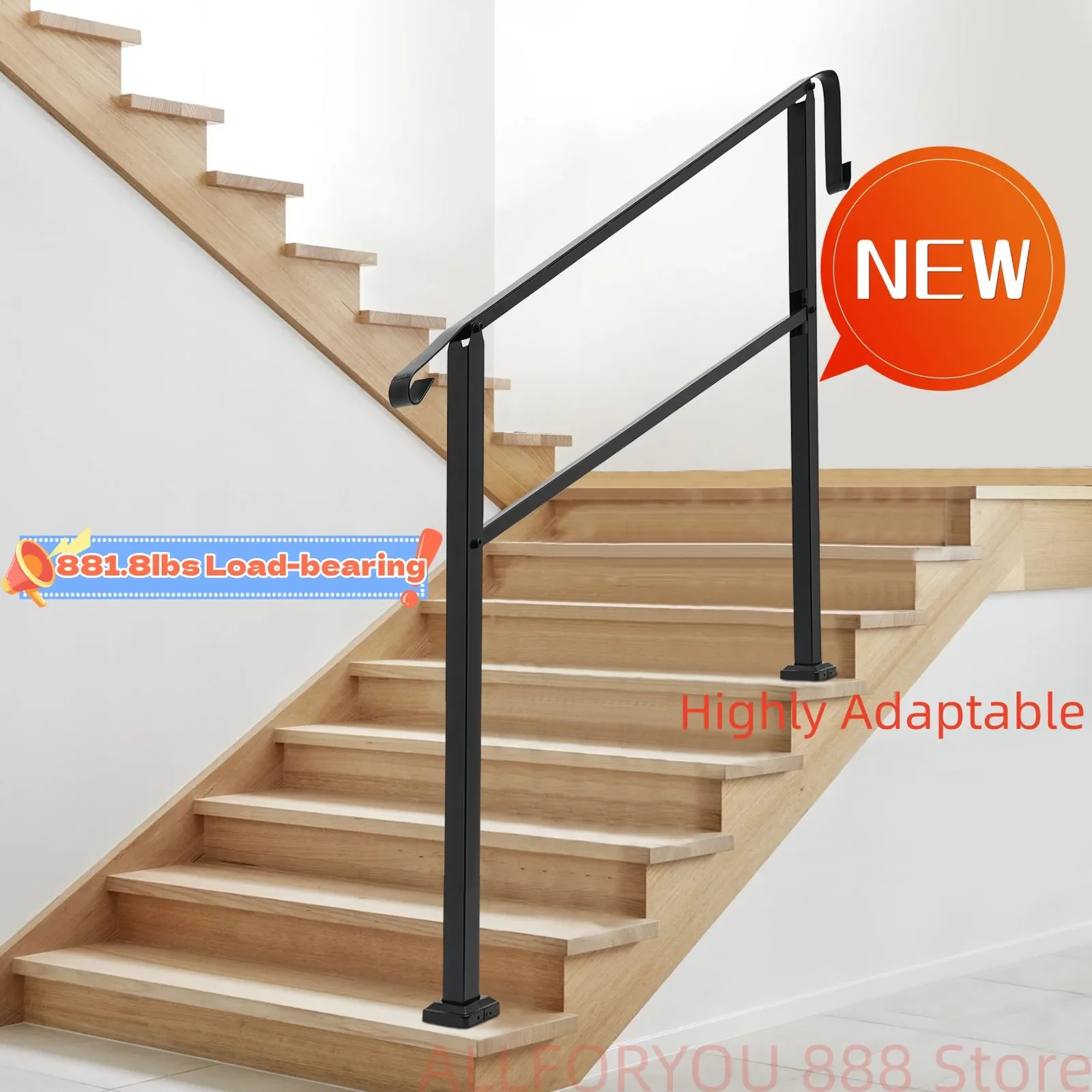 

5-step Stair Railing Staircase Handrail Ladder Type 881.8lbs Load-bearing Highly Adaptable For Outdoor