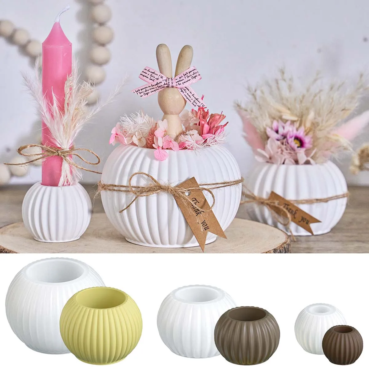S/M/L Runde Streifen Kerzenständer Silikonform DIY handgemachte Beton Gips Gießen Kerze Tasse Blumentopf Aufbewahrungsbox Handwerk Form