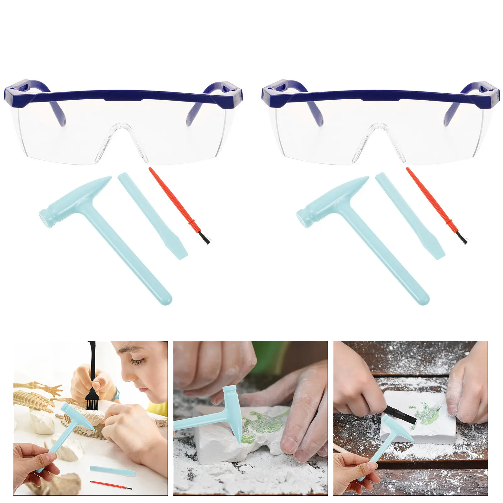 

Набор из 3 предметов: Детский археологический инструментарий (молоток, кисть, зубило), защитные очки, обучающий набор для раскопок, игрушки для малышей