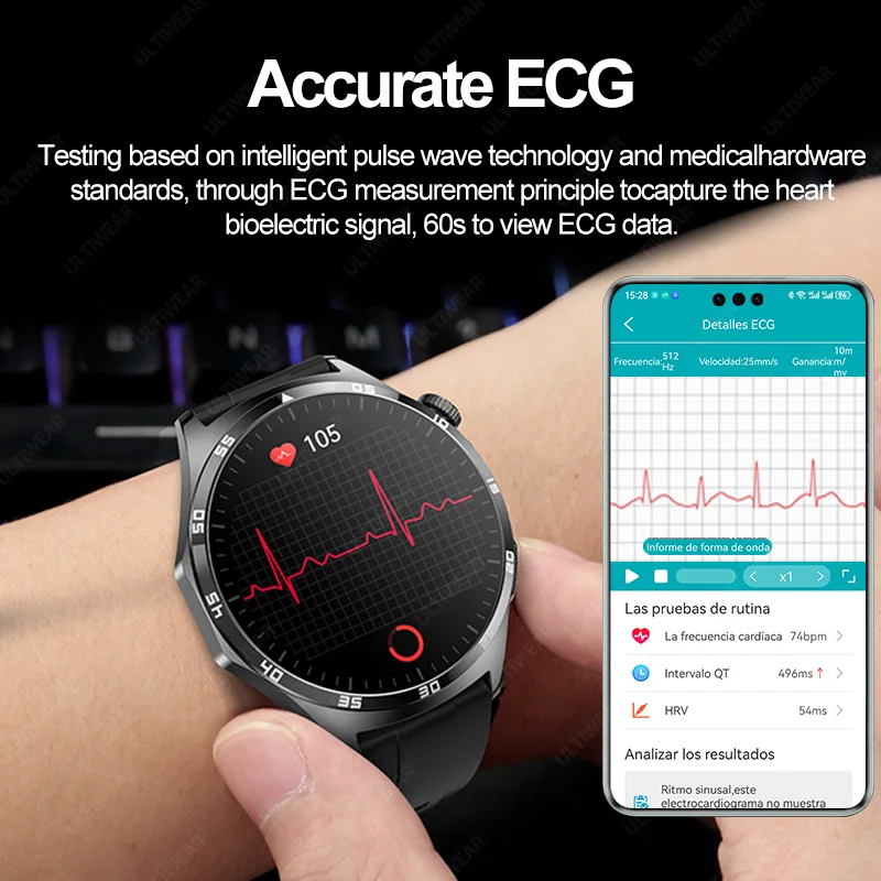 MT300 Smart Watch For Huawei GT4 Men Watch AMOLED Screen Bluetooth Calls Accurate ECG+PPG Heart Rate Body Temperature Smartwatch