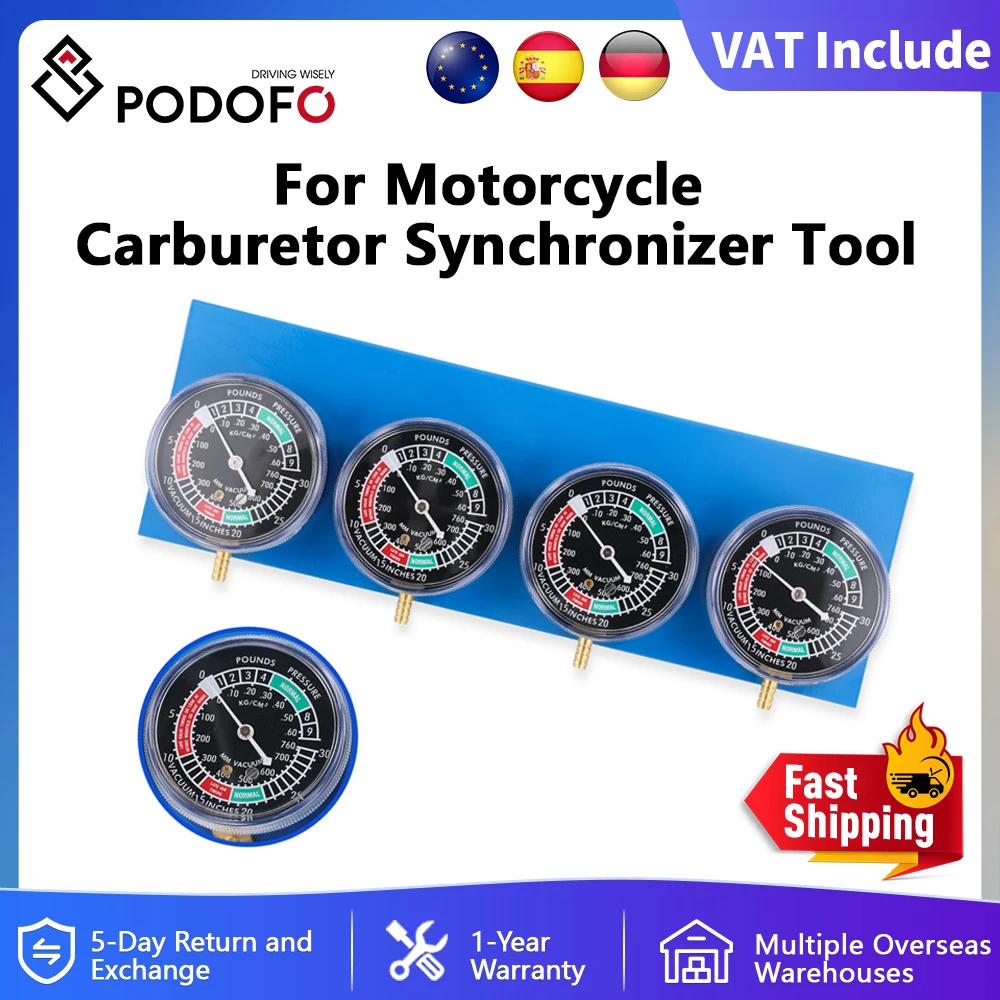 Podofo – jauge d'équilibrage sous vide pour carburateur de moto à 2/4 cylindres, Kit de synchronisation de carburateur, testeur d'allumage, jauges de Test d'équilibrage