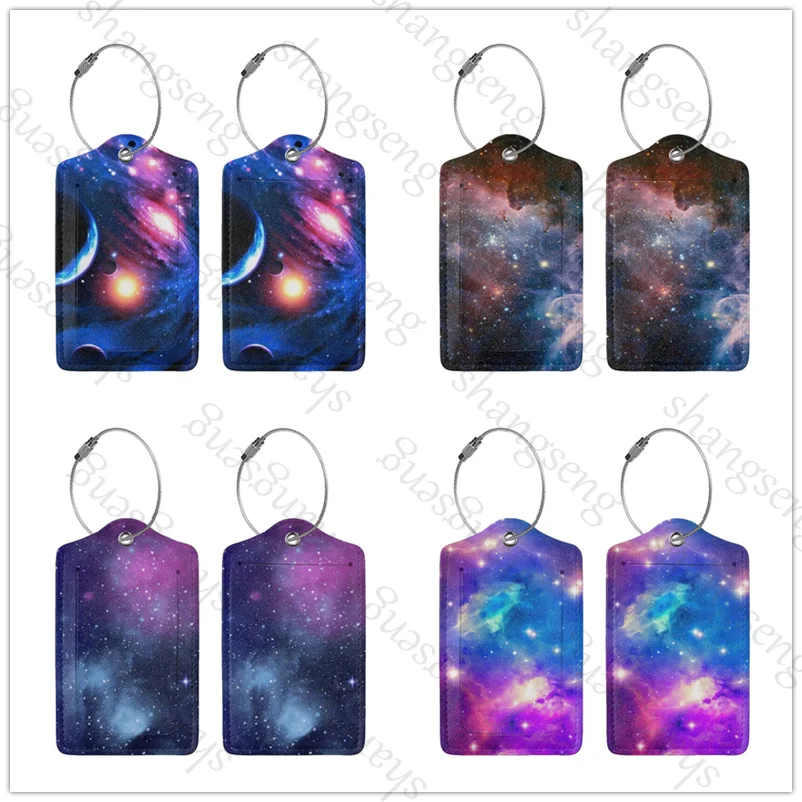 

starry sky universe 1Pcs Leather Luggage Tag ID Tags with PU Privacy, Name Address Labels and Heavy Duty Steel Loop