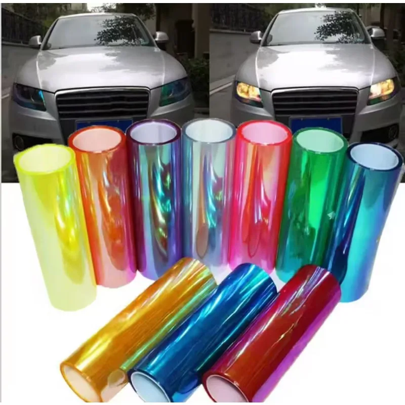

30X60 см автомобильная пленка для изменения цвета, устойчивая к царапинам, хамелеон, автомобильная фара, мембрана для автомобильной лампы, задняя противотуманная фара, оттенок