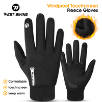 WEST BIKING Winter Cycling Gloves Windproof Thermal Full Finger Bicycle Gloves Fleece Touch Screen Non-Slip MTB Road Bike Gloves