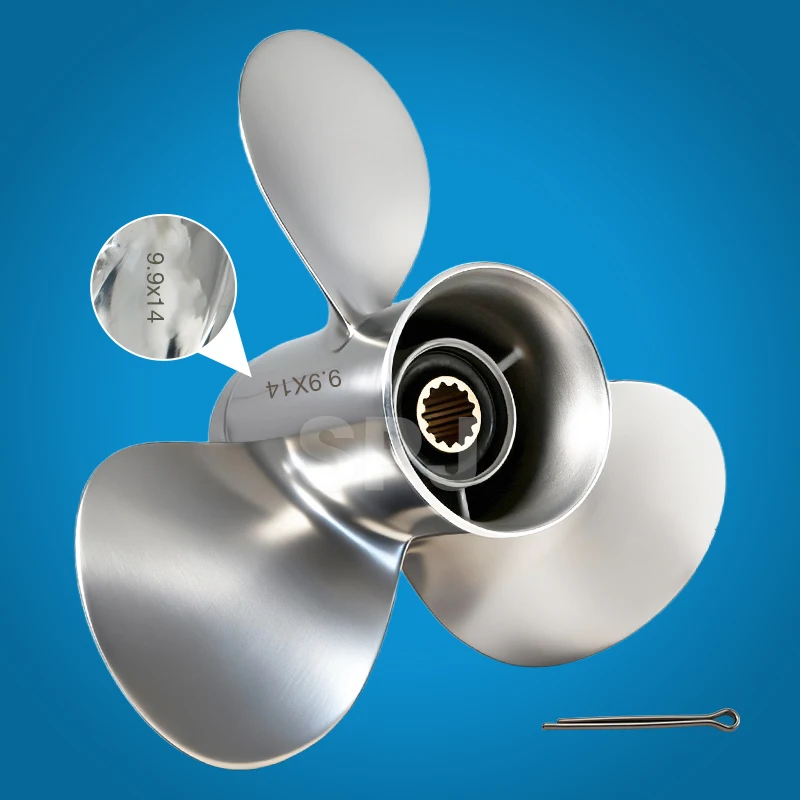 58133-ZV7-014AH Size 9.9*14 Outboard Drive Parts Stainless Steel Marine Boat Propeller for Honda 25-30HP