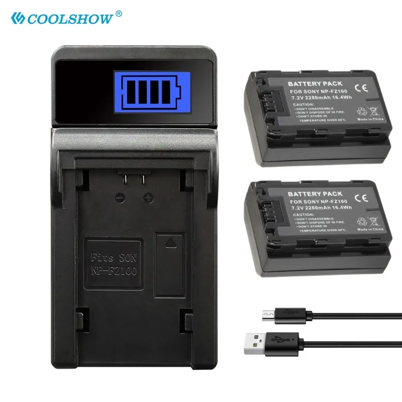 NP-FZ100 Camera Battery For Sony A7R3 A7R III a7 III A6600 Alpha9 Alpha A9R 9R NP FZ100 2280mAh NP FZ100 Batteries Charger