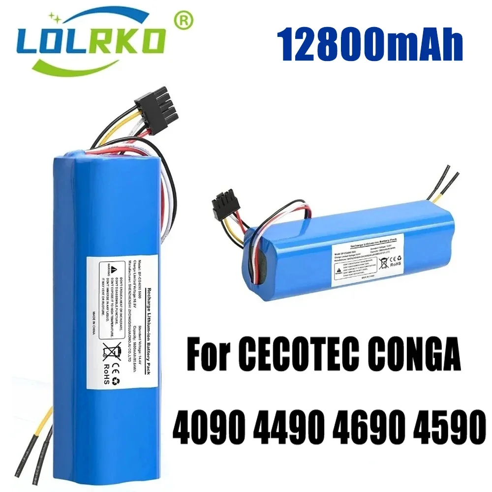 

New 12800mAh Li-ion Battery for CECOTEC CONGA 4090 4490 4690 4590Robot Vacuum Cleaner 14.8V 18650 4s2p