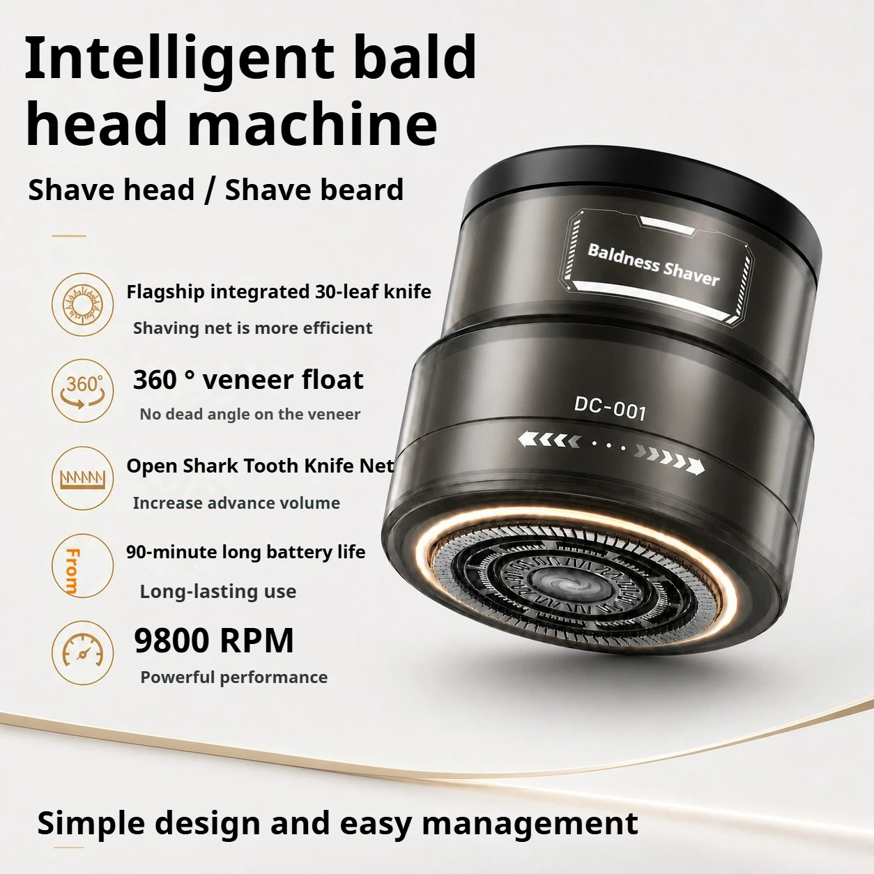 2-in-1 Bald Head Shaver & Hair Clipper | Smart Home Bald Trimmer, Long Battery Life, Digital Power Display