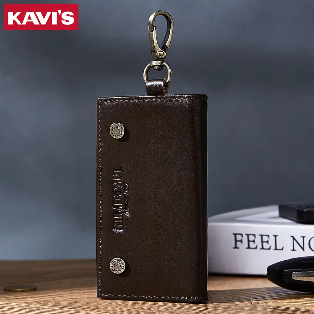 KAVIS 100% Genuine For Man Wallet Leather Top Layer Cow Leather With Card Clip Key Case Style Phone Bag Super Value Gift