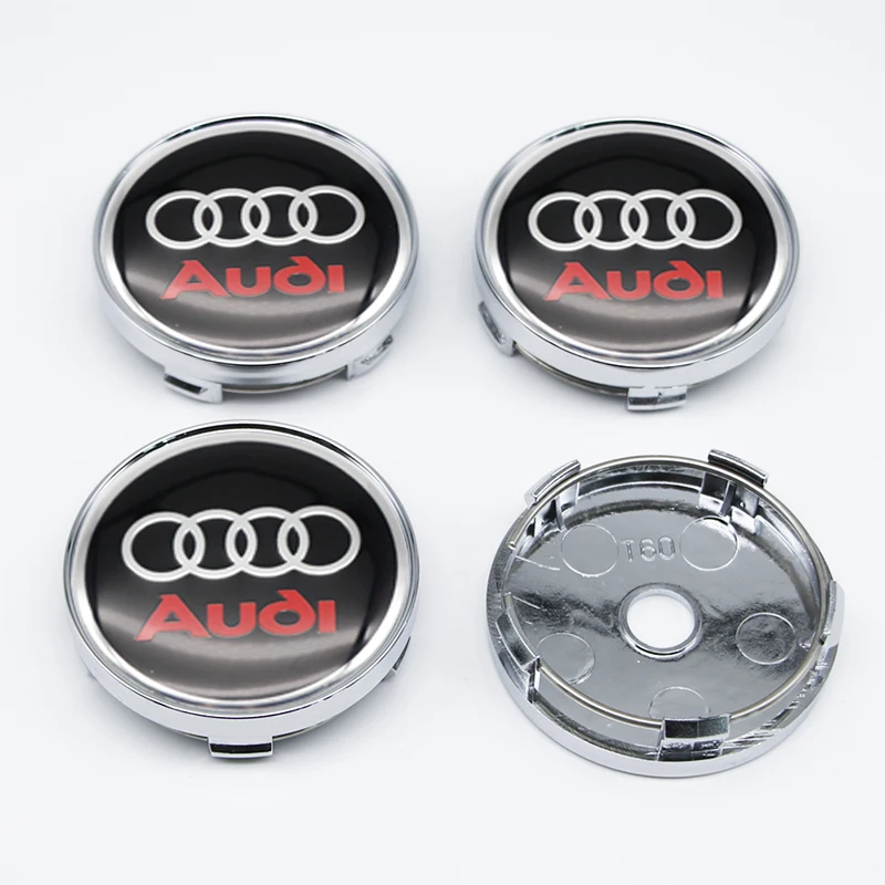 4pcs 56mm 60mm Car Emblem Wheel Center Hub Caps Wheel Badge Sticker For Audi S RS A3 A4 B8 8P 8V B6 A5 A6 C7 Q5 B9 Car Styling