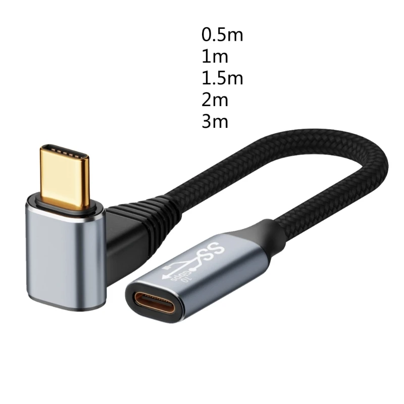 Cáp USB C DX62 90 Độ Góc Phải Không Bện Cáp USB C L USB C Sang C Dây Sạc Và Truyền Dữ Liệu Khuỷu Tay Cho