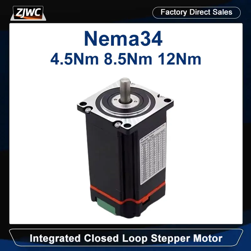 1pc Nema34 Closed Loop Stepper Motor 4.5N.m 8.5N.m 12N.m Hybrid Integrated Servo Motor With Driver For 3D Printer CNC Engraver