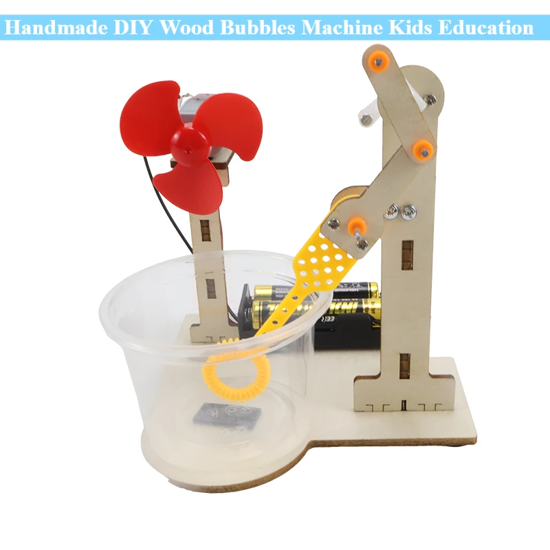 ماكينة فقاعات خشبية مصنوعة يدويًا، لعبة تعليمية للأطفال، تجربة علمية، ماكينة فقاعات كرنك اليد، هدايا العيد، اهتمام الفيزياء #1