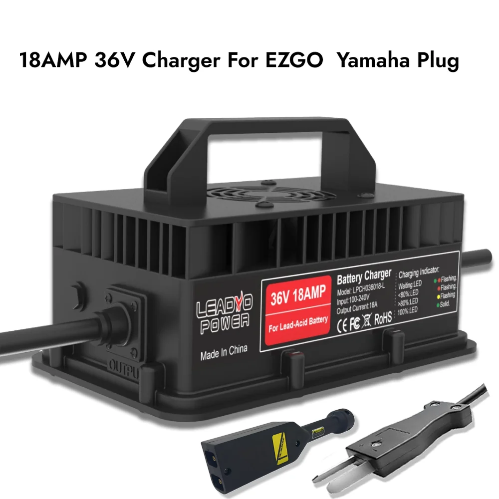 36V 18A Charger Golf Cart Battery IP67 Waterproof for EZGO TXT Crowfoot Plug Battery 36V Smart Fast Charger