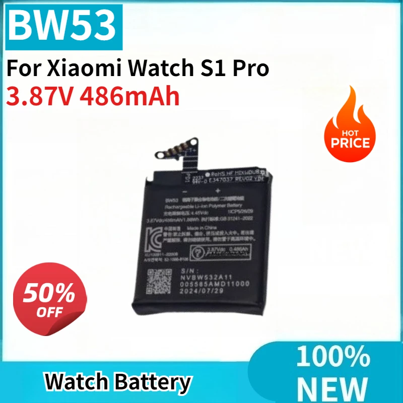 

Watch Battery BW53 3.87V 486mAh Replaceable For Xiaomi Watch S1 Pro High Quality Brand New