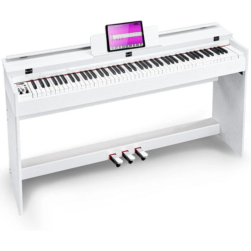 Piano Digital de 88 teclas, martillo ponderado de acción para el hogar, tamaño completo, blanco con muebles, paquete de Piano Digital