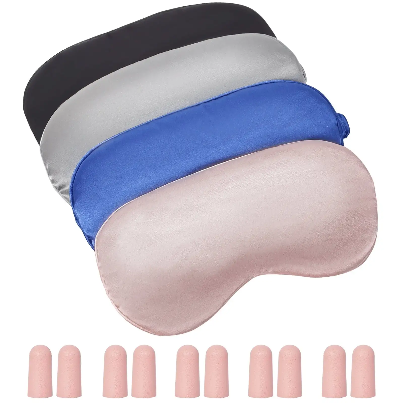 

Маска для сна, 4 упаковки масок для глаз из 100% натурального чистого шелка с затычками для ушейЗатычки для сна, чехол для сна из тутового шелка