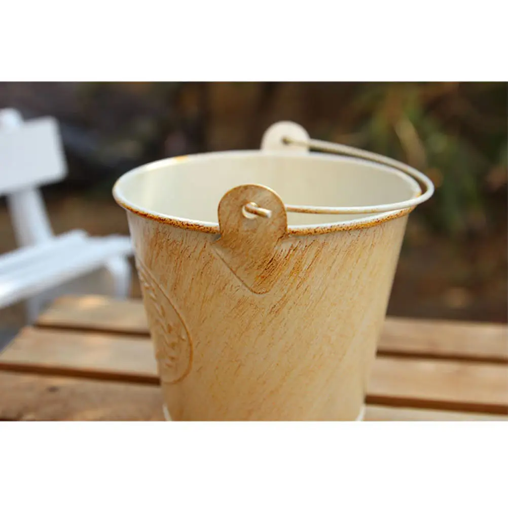 3Pcs Succulent Plants Mini Flower Bucket Vintage Rustic Metal Plant Buckets for Home Garden Balcony Decoration Creative