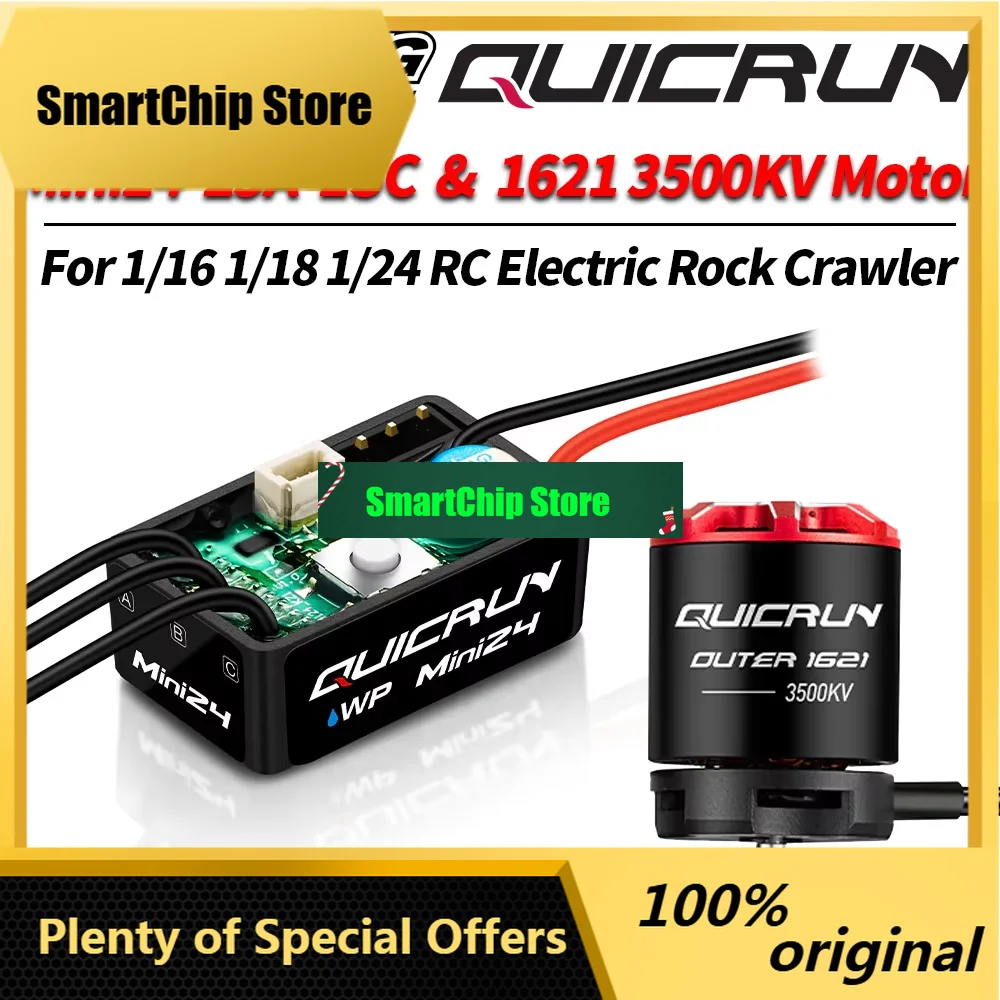 SmCpHOBBYWING QuicRun WP Mini24 25A ESC Outer 1621 3500KV Motor Brushless Sensorless Combo For 1/18 1/24 RC Model Car Crawler