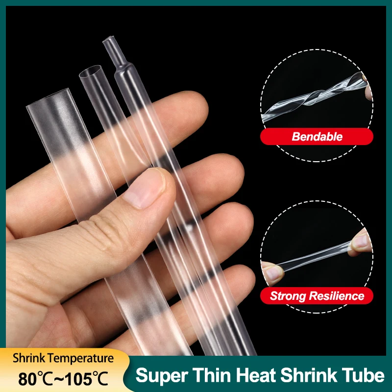 

1~100m Clear Super Thin Wall Heat Shrink Tube Diameter 1~ 20mm Shrinkable Earphone Line Audio Cable Repair Sleeve Wrap Sheath