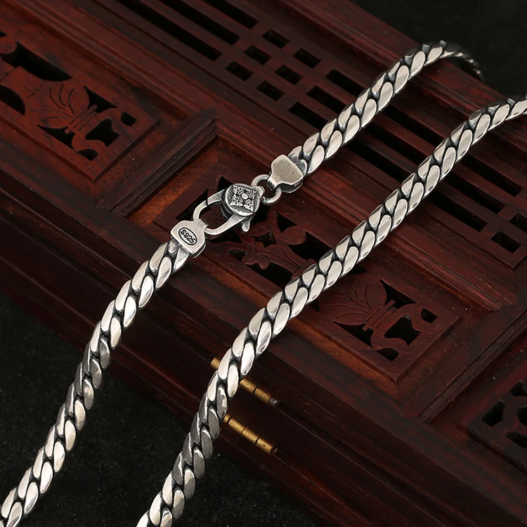 925 Sterling Silver Fashion Thai Silver Korean Necklace Men Simple style personalized jewelry versatile clavicle chain