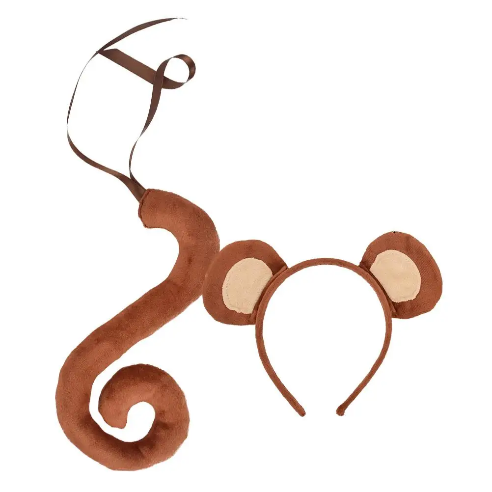 

Monkey Headband Tail Set Adorable Soft Materials Extended Wear Parties Events Decorative Realistic Animal Costume Festivals