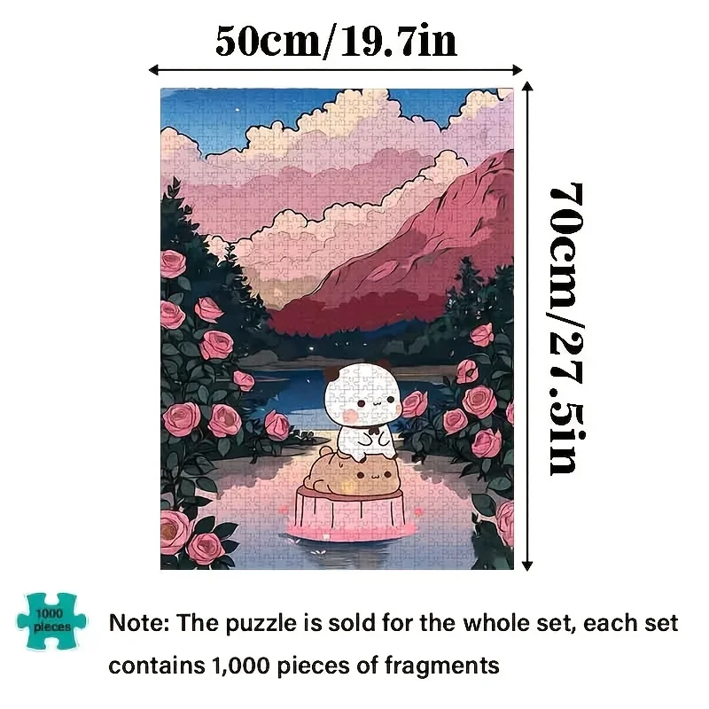 Boat Flower Viewing Bubu & Dudu 1000pcs Puzzle - Cute Romantic Large Colorful Paper Jigsaw for Adults and Family Fun, DIY Home