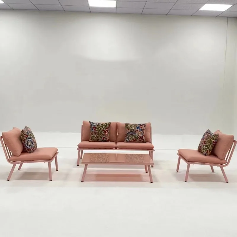 

OR-Modern Design Patio Furniture 4 Pcs Luxury Powdercoated Aluminum Outdoor Sofa Set for Hotel Villa!