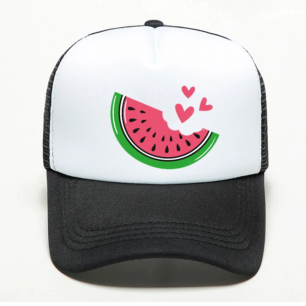 Watermelon Hearts print mesh Baseball Cap fashion Vintage Adjustable Outdoor Street Style Hat summer Breathable Trucker Hats