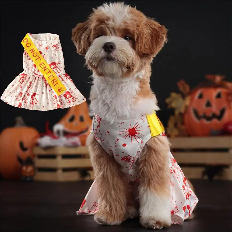 Spooky Dog Cosplay Costume Bloody Dog Halloween Costume Dog Halloween Blood Skirt Halloween Seals Clothes Pet Halloween Clothes