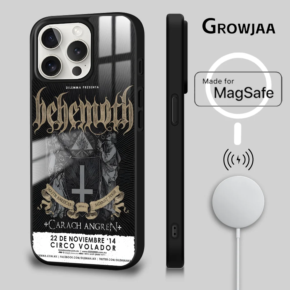 Black Metal Band B-BehemothS Phone Case For IPhone 16 15 14 13 12 11 Pro Max Plus Mini Magsafe Mirror Wireless Magnetic Funda