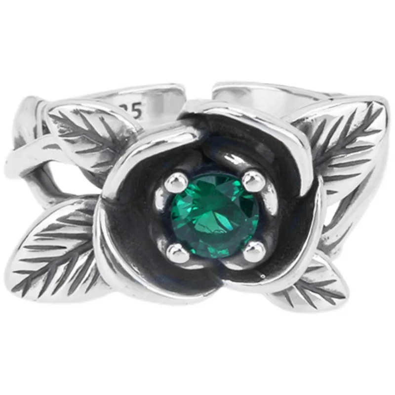 VENTFILLE 925 Sterling Silber Metall Blumenmuschel Geometrische Ringe für Frauen Französische Retro Romantische Offene Thai Silber Ringe – Detail 17