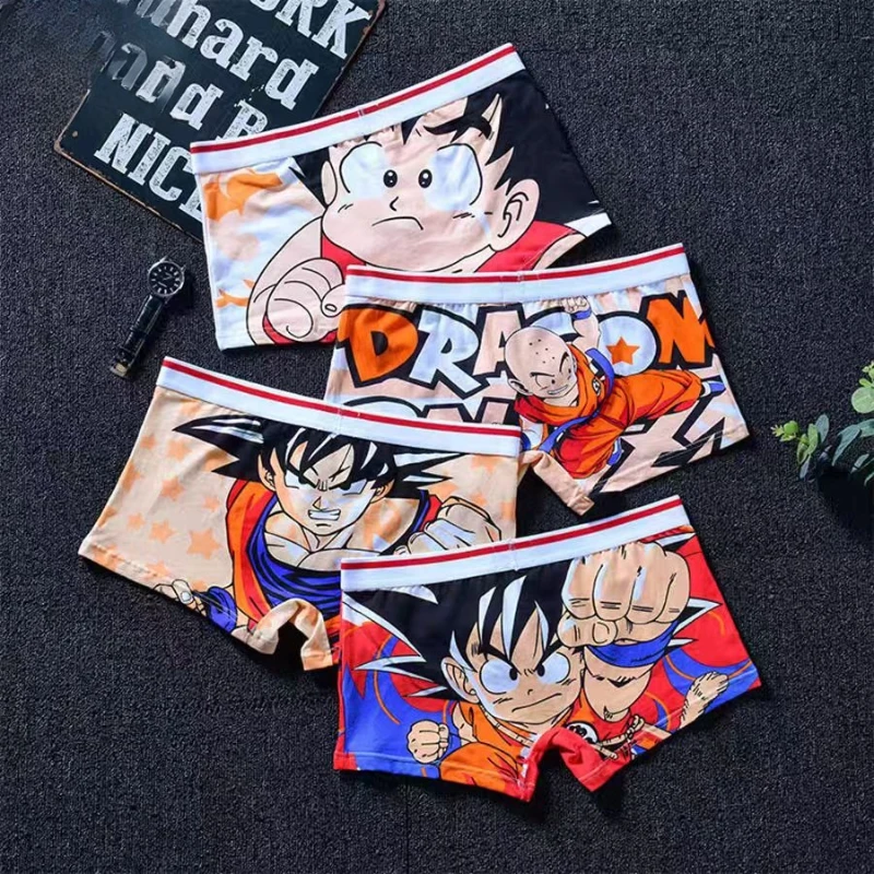 Dragon Ball Z-bragas para hombre, figura de Anime, Son Goku, Krillin, Kakarotto, Cosplay, Boxer de algodón, ropa interior, calzoncillos con bolsa transpirable